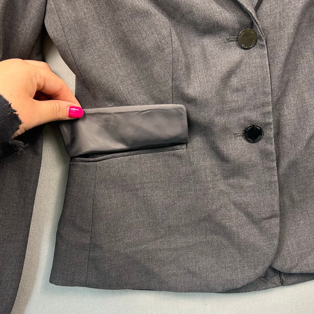 Calvin Klein Blazer Two Button Lux Blazer Dark Charcoal Gray 2 Lined Officerwear - Picture 5 of 9